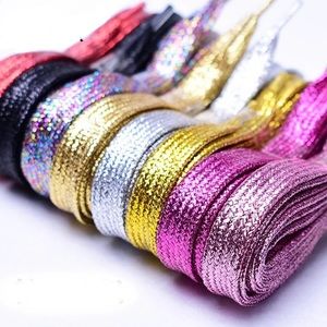 New SiLver Gold Metallic Glitter Flat Shoelaces Sneakers Lace Shoe Laces